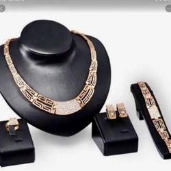 [4pcs] Retro Hollow Geometric Gold Plated Jewelry Set