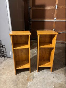 Set of 2 Solid Wood Nightstands / Bookcases - Pine Finish