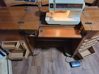 Singer Touch-Tonic Sewing Machine With Cabinet.