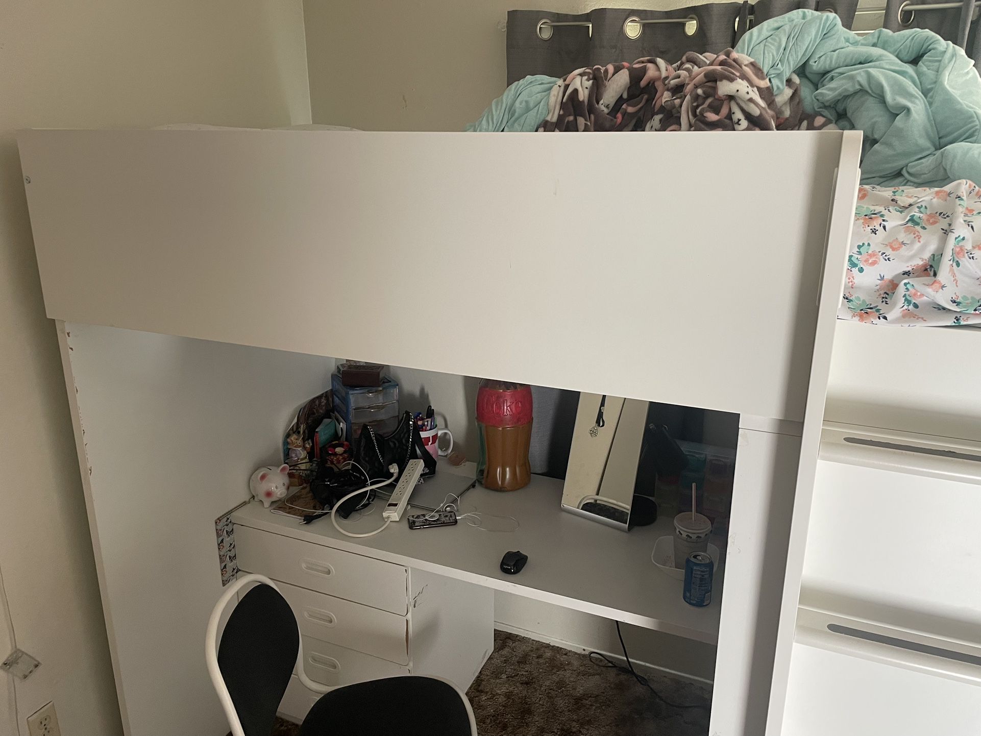 IKEA Loft Bed With Desk And Attached Wardrobe 