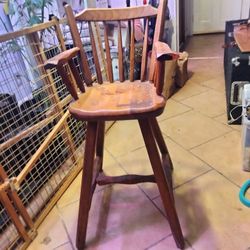 Vintage Handmade Wooden Highchair 