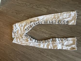 Heartless White Distressed Graphic Jeans