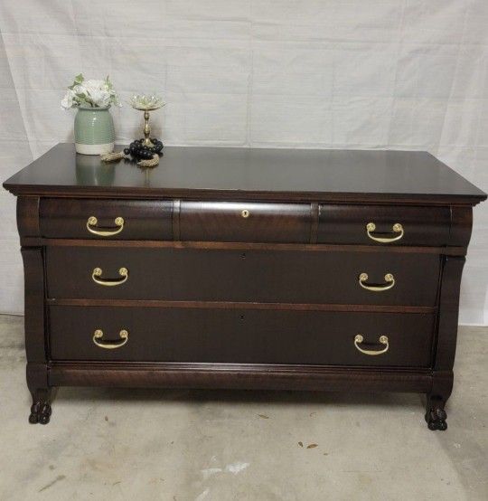 Rare 1800's Empire Lion Claw Leg Antique Refinished Sideboard Buffet