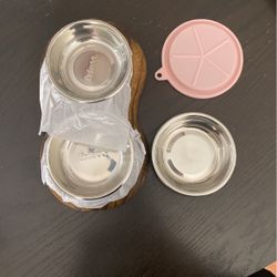 Bowl Set With Holder And Travel Bowl With Lid For Small Dog