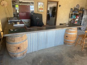 Custom rustic garage or patio bar.