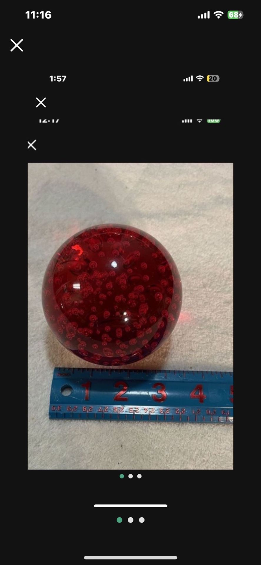 CA. IKEA VINTAGE RED PAPERWEIGHT. CONTROLLED BUBBLES