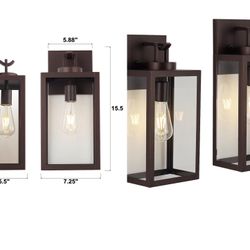 MICSIU Large Outdoor Wall Lantern 2 Pack, Oil Rubbed Bronze Exterior Lights Fixture, Clear Glass Outside Wall Light for House Garage Doorway Patio Por