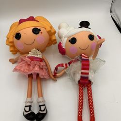 Lot of 2 MGA LaLaLoopsy Full Size 12" Dolls Winter Snowflake, Blonde Hair W/bow