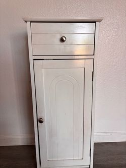 White Wood Storage Cabinet with Drawer