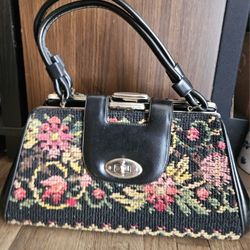VTG 1960'S TAPESTRY CARPETBAG HANDBAG IN GOOD CONDITION