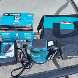 Makita Cordless Router, Random Orbital Sander, and Battery/Charger