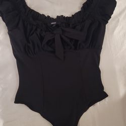 Women’s Off Shoulder Tie In Front Thing Bodysuit Size Small