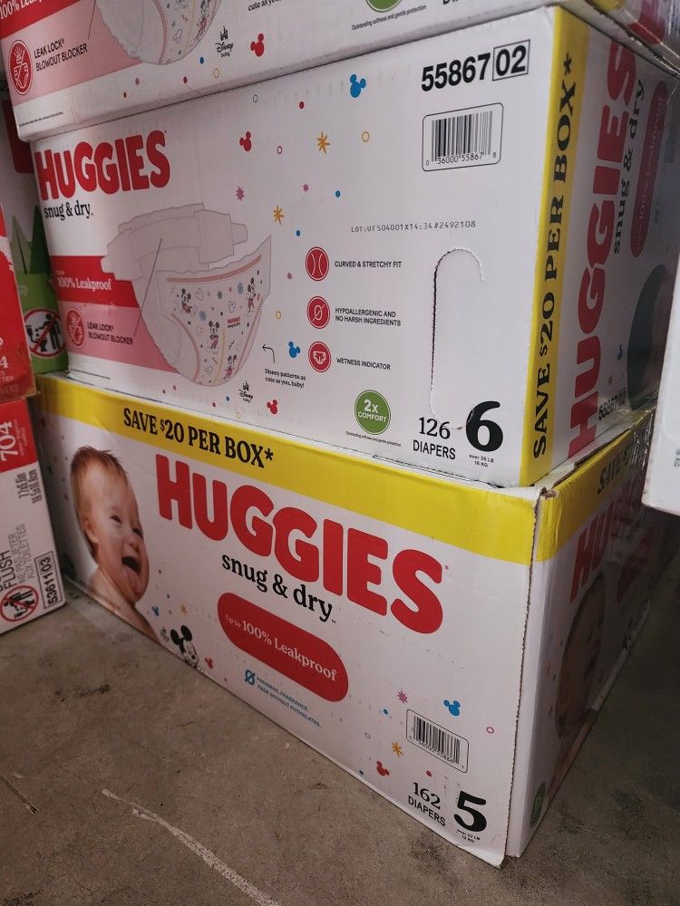 Huggies Big Box 5 Or 6 $40 Each Box.