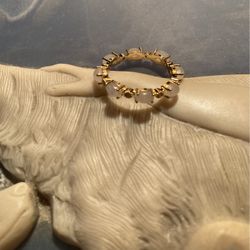 Real White Opal Stones In 14 Kt Plated Gold. Size 7