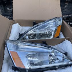 03-07 Honda Accord Headlights Led Chrome Amber As Is Loose From The Inside 
