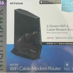NETGEAR Cable Modem WiFi 6 AX6 Router Cable Gateway DOCSIS 3.1 A AX2700