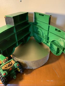 Vintage John Deer Tractor And Car Carting Cas