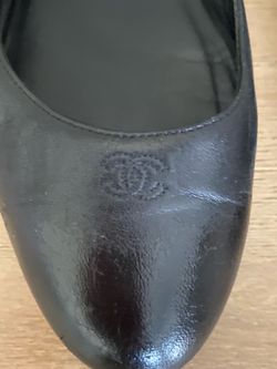 Chanel  Made in Italy Black Leather Ballet Flat size (39)1/2 they’re  used check the soles  pick up in Culver City