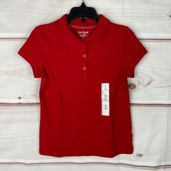 Cat & Jack Top Girls  Red School Uniform Polo Shirt Short Sleeve Collar Size Xl Extra Large 14 16