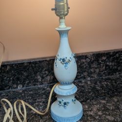 Antique Ceramic Lamp Fixture With Floral Design 
