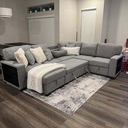 XL OVERSIZED Sleeper Sectional Sofa With Pull Out Bed And Storage BRAND NEW