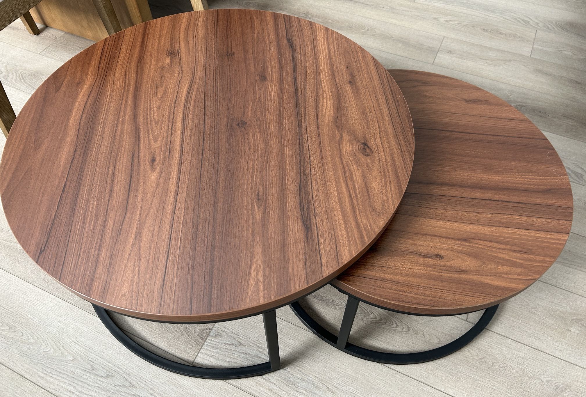 2 Piece Round Medieval Modern Nested Coffee Tables