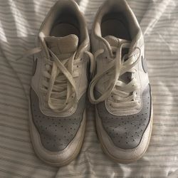 Grey And White Court Vision Shoes 