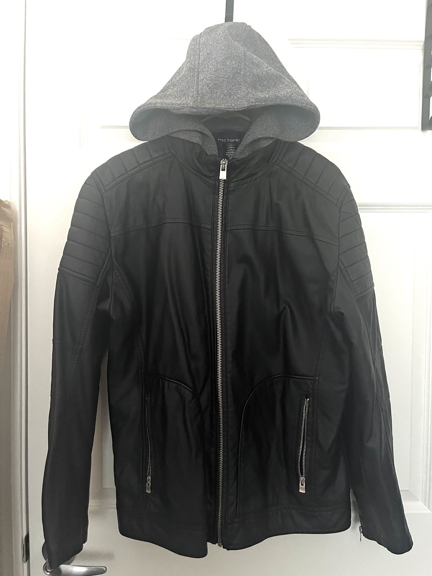 Men’s Hooded Leather Coat