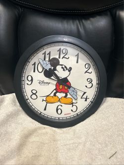 Vntg Mickey Mouse Round Wall Clock 11” and diameter by 2 inches width