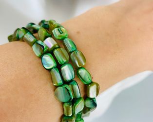 Green Of Pearl Beaded3 rows Bohemian Jewellery Bracelet
