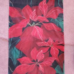 Poinsettia Flag Holiday outdoor nylon flag or use as a wall hanging outdoor indoors 36" x 23"  Designed by Jill Troutman