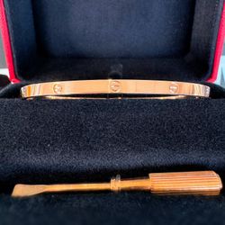 Cartier 18k rose gold LOVE BRACELET, SMALL MODEL size 19 full set