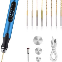 3-Speed Cordless Mini Drill Pen With 8 Small Drill Bits,Rechargeable Electric Hand Drill Pin Vise,Micro Drill Set For Jewelry Making,Resin,Plastic,Woo