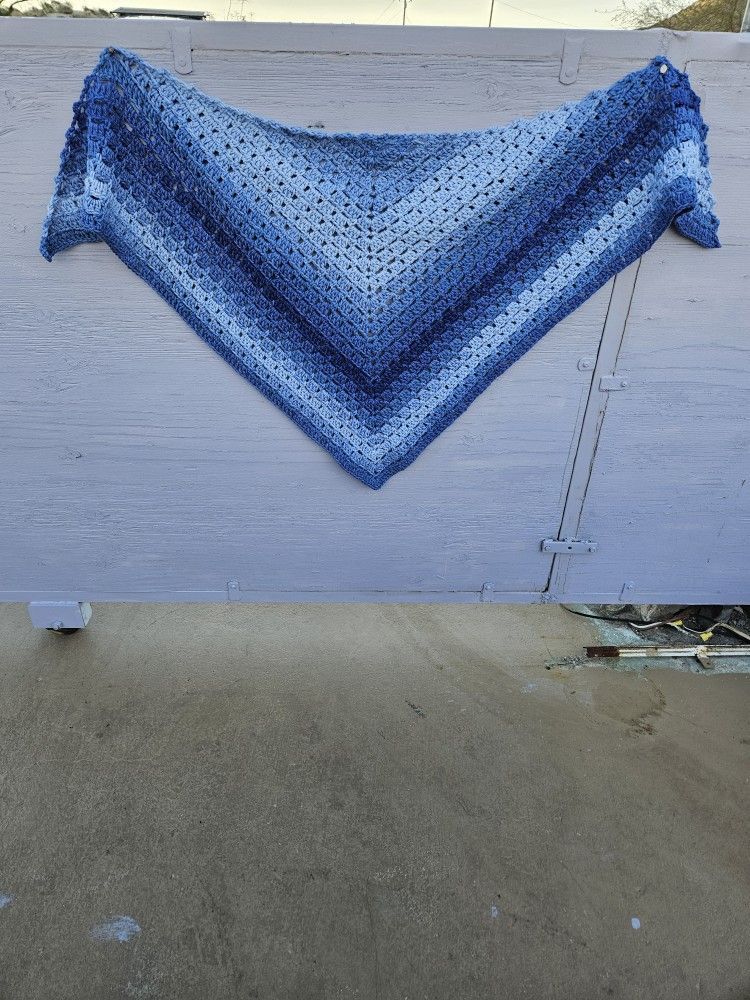 Blue ombre triangle shawl