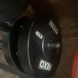 Bumper Weight Plates/ Barbell For Sale.