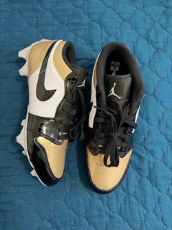 Air Jordan 1 Football Cleats Black Gold White size 10