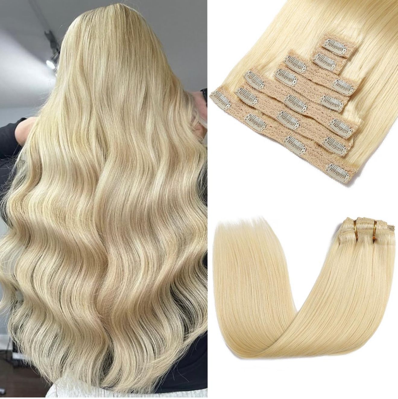 22 inch clip in extension. 150 Grams 100% human hair