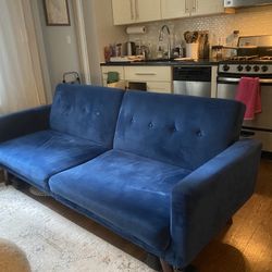 Blue Velvet Futon Couch