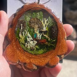 Mushroom Pinecone Amulet with Smokey Opal