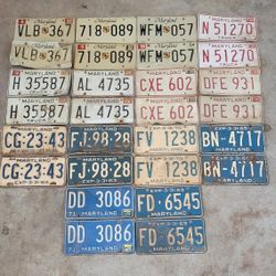 14 MATCHING SETS VINTAGE MARYLAND LICENSE PLATES 