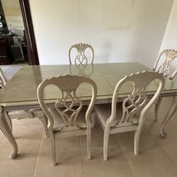 Dining Set (Table w/glass top + 4 Chairs)