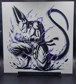 Dragon Ball Super Beerus 3D Printed Desk Art Board Sign 8"x8" With Display Stand