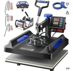 VEVOR Heat Press Machine 8 in 1 Combo, Heat Press 15x15, Swing Away T Shirt Printing Machine Digital Control, Multifunction Heat Transfer Machine Subl