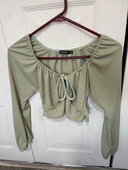 Nasty Gal Ribbed Tie-Front Crop Top