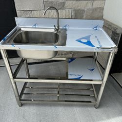 Stainless Steel Sink Unit With Faucet 