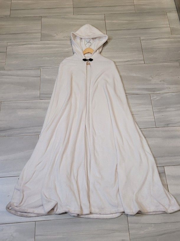 Long White Hooded Cape For Halloween Costume 