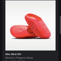 Nike Mind 001 Pregame Slides ‘Solar Red’ & ‘Light Smoke Grey’ Sz 8w/6.5m