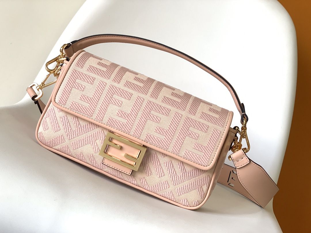 Fendi Baguette Pink Cotton Bag