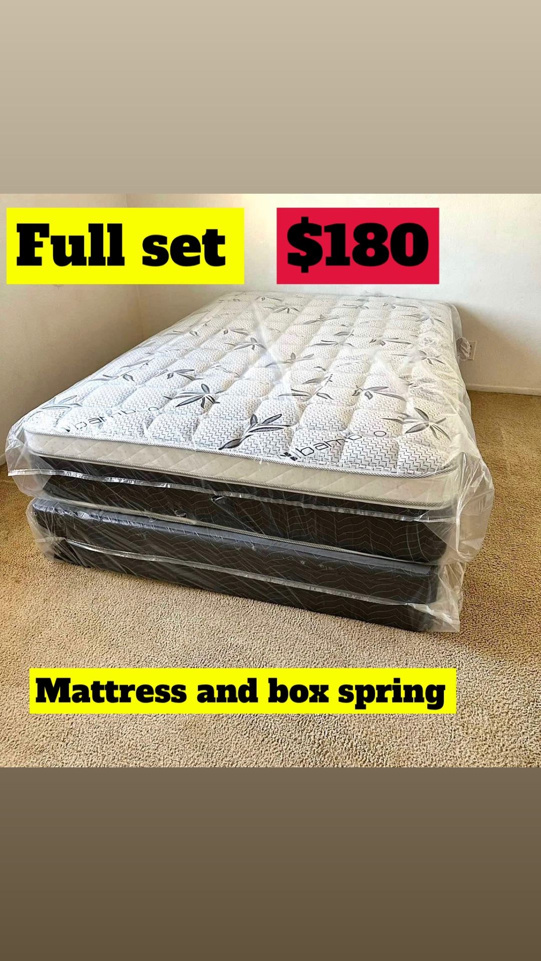 Full Size Pillow Top Mattress With Box Spring Included