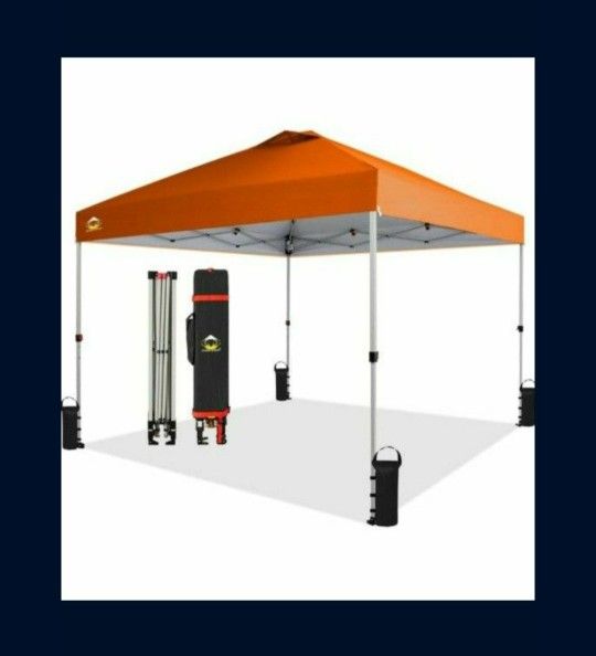 Crown Shades 10x10 Pop-up Canopy- Beach Tent With One Push Setup-Easy Outdoor Sun Shade For Events ,Parties,Camping-Gazebo With Stop-N-Go Cover